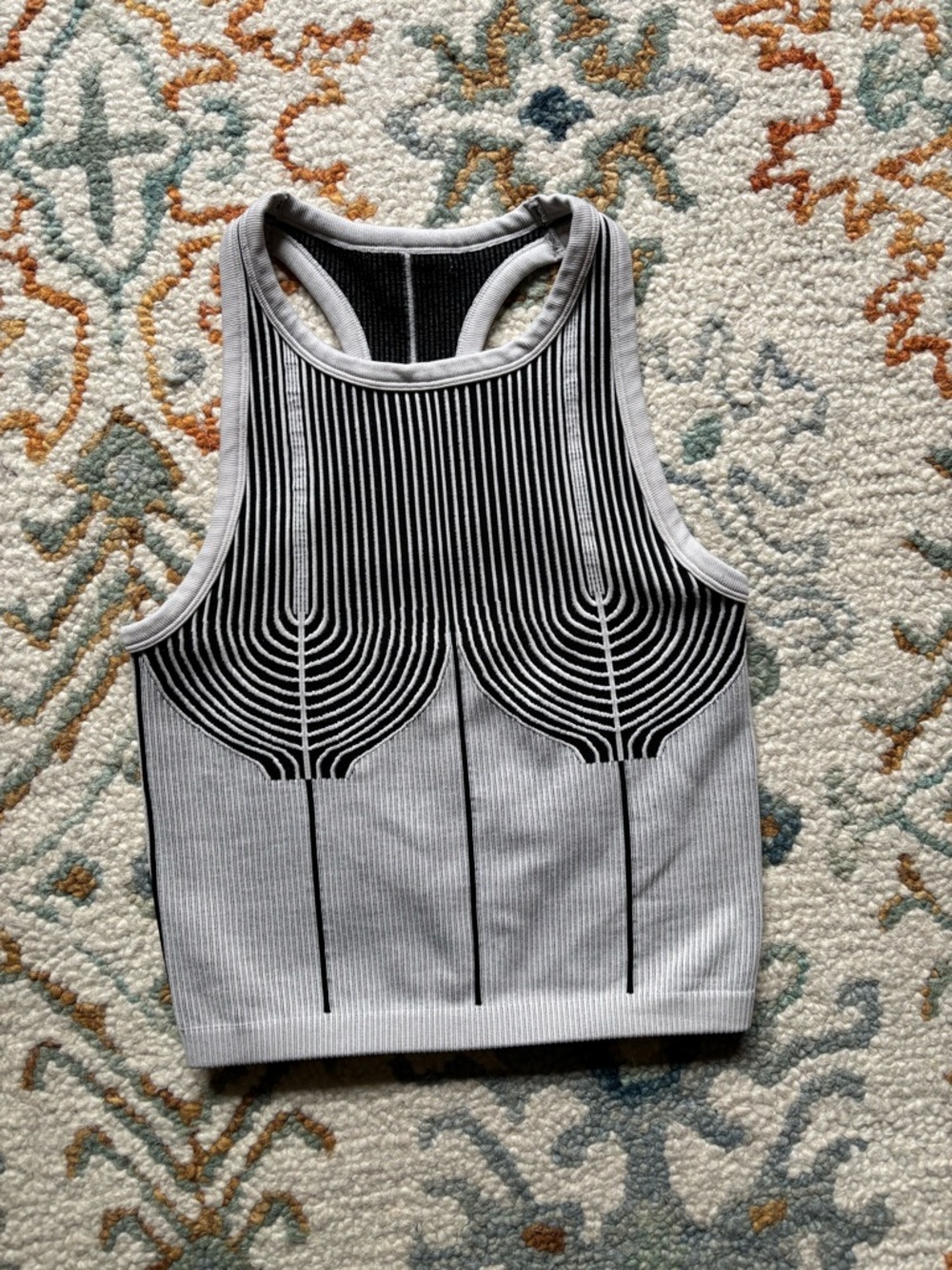 Reversible Sculpt Knit Crop Top Black White Ribbed Racerback Stretchy XS S M